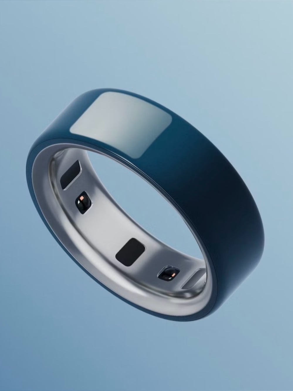 Oura Ring in Deep Teal Blue and Silver
